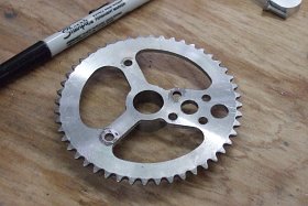 Sprocket after weight reduction