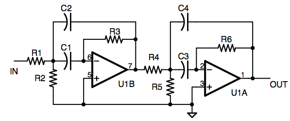 4 pole bandpass filter schematic