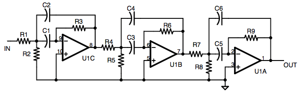 6 Pole bandpass filter